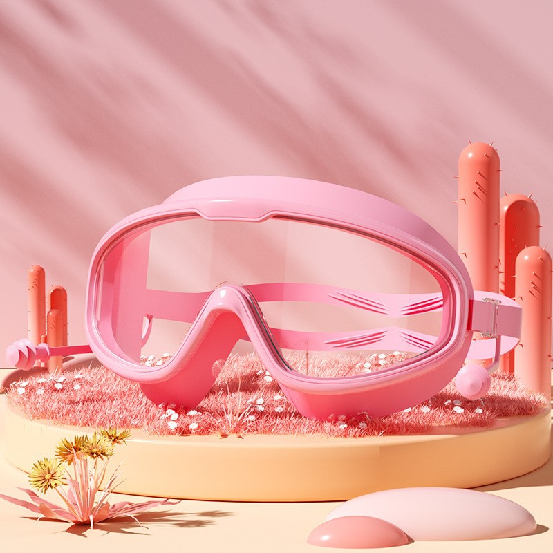 Large Frame Swimming Goggles High-definition Integrated Earplugs
