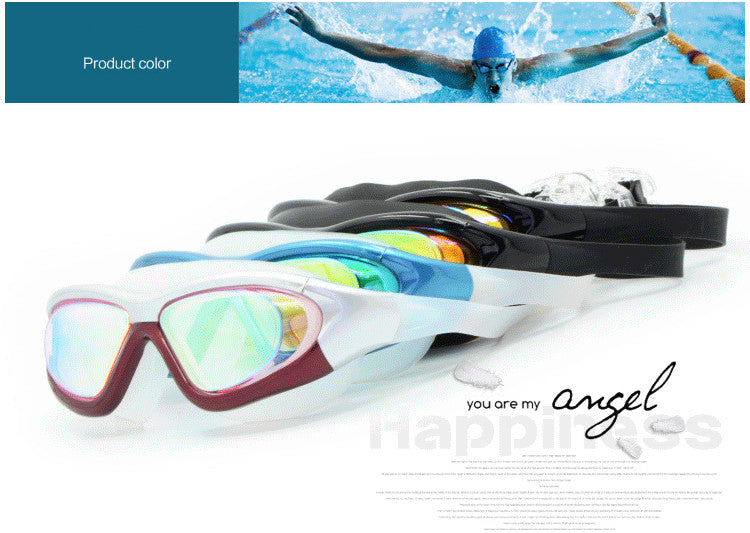 Large Frame Waterproof Anti-Fog Swimming Goggles Unisex