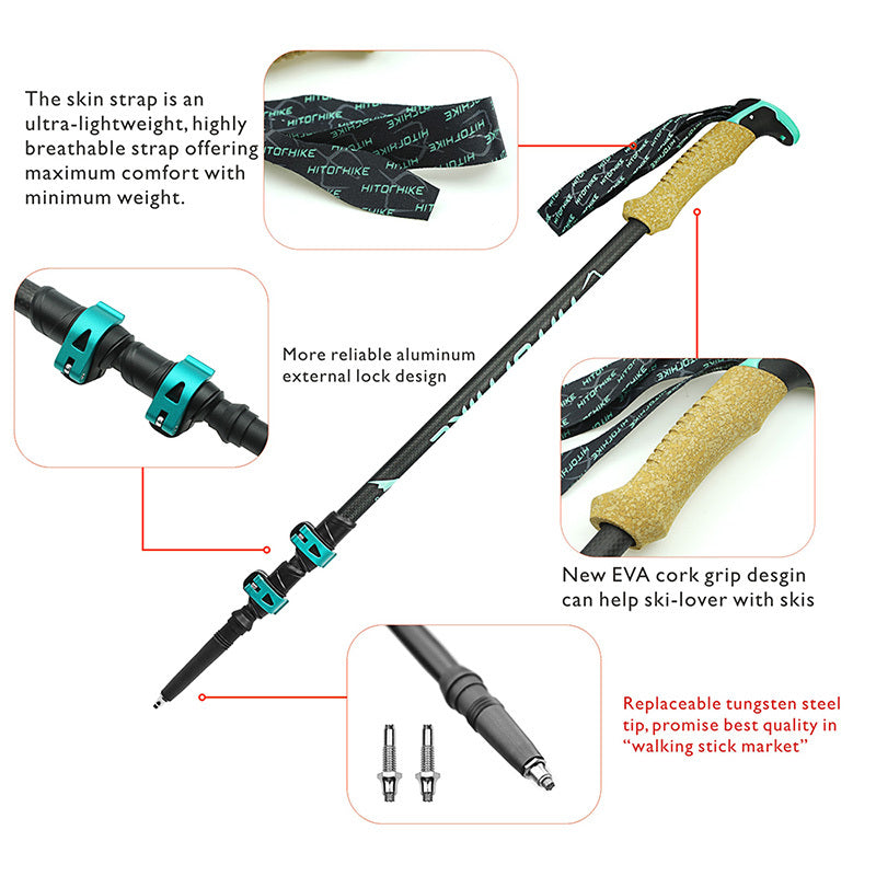Straight Handle External Lock Trekking Pole Sports Travel
