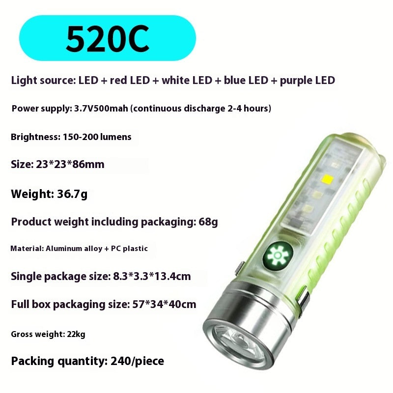 Rechargeable LED UV Laser Camping Flashlight