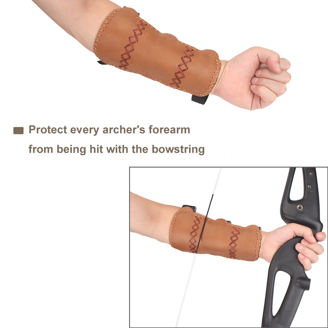 Krayney Youth Leather 3-Strap Archery Arm Guard