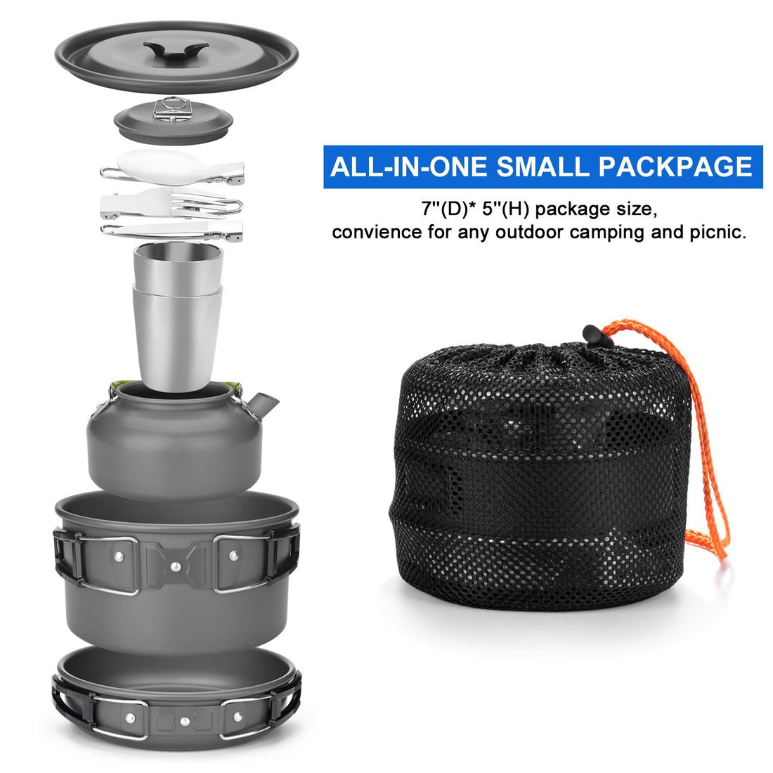 Lightweight Camping Cookware And Cutlery Set
