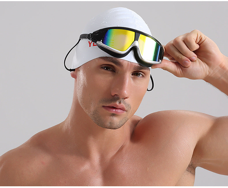 HD Waterproof Anti-Fog Swimming Goggles Large Frame