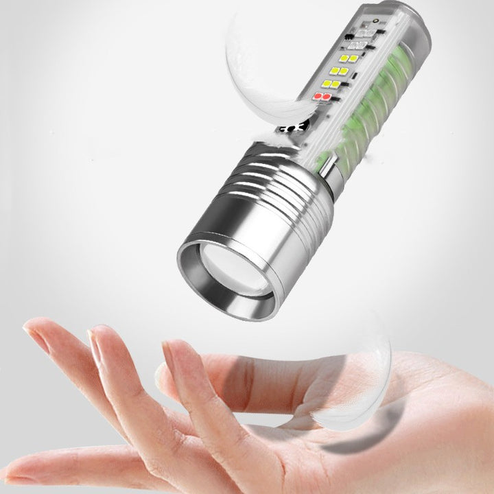Rechargeable LED UV Laser Camping Flashlight