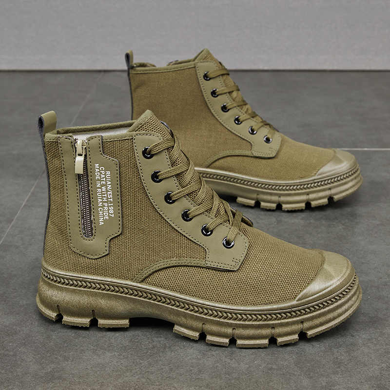 Men’s High-Top Side Zipper Hiking Work Boots