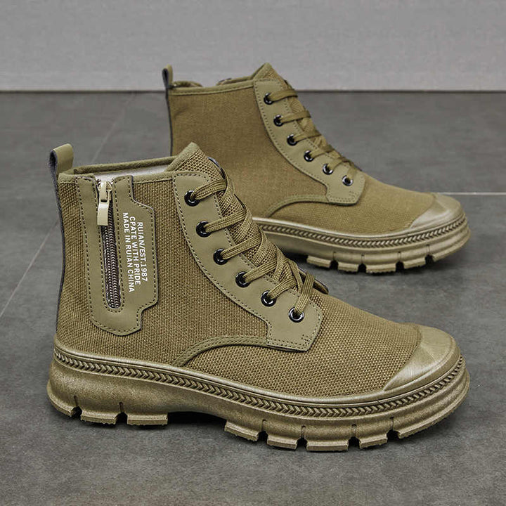 Men’s High-Top Side Zipper Hiking Work Boots