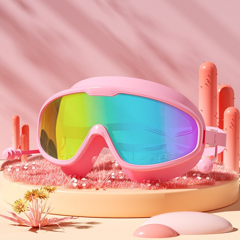 Large Frame Swimming Goggles High-definition Integrated Earplugs