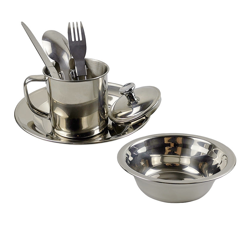 Stainless Steel Camping Cookware Set With Water Cup