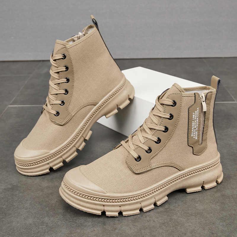 Men’s High-Top Side Zipper Hiking Work Boots