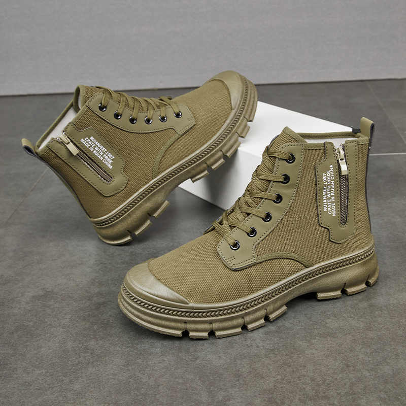 Men’s High-Top Side Zipper Hiking Work Boots