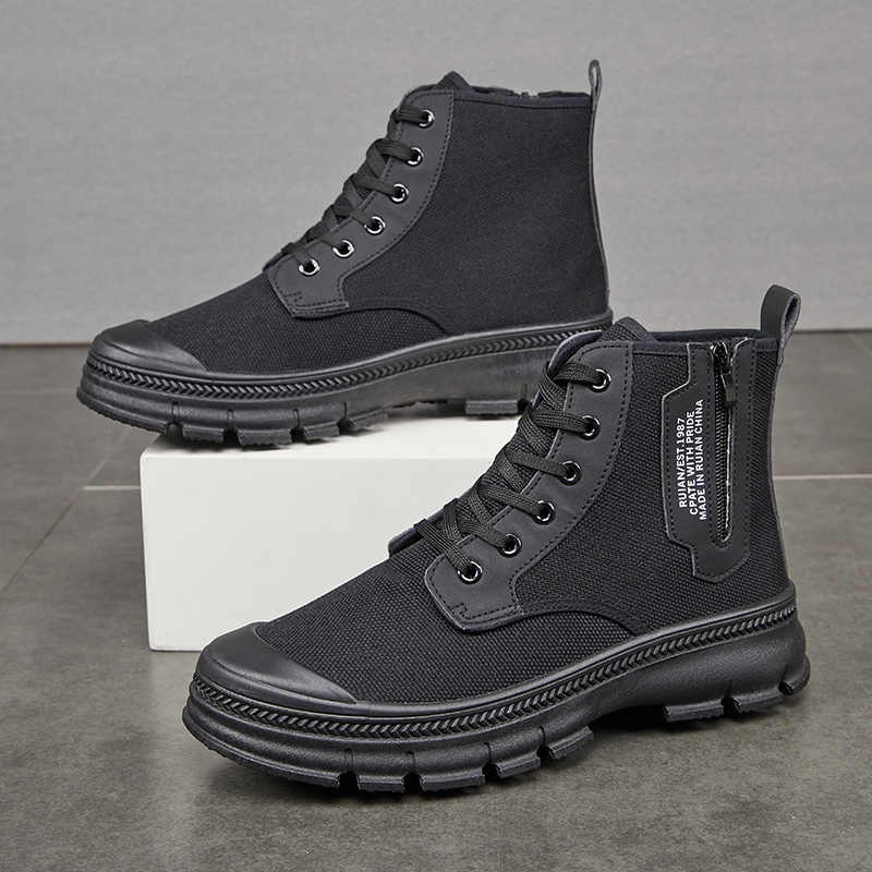 Men’s High-Top Side Zipper Hiking Work Boots