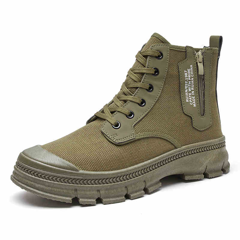 Men’s High-Top Side Zipper Hiking Work Boots