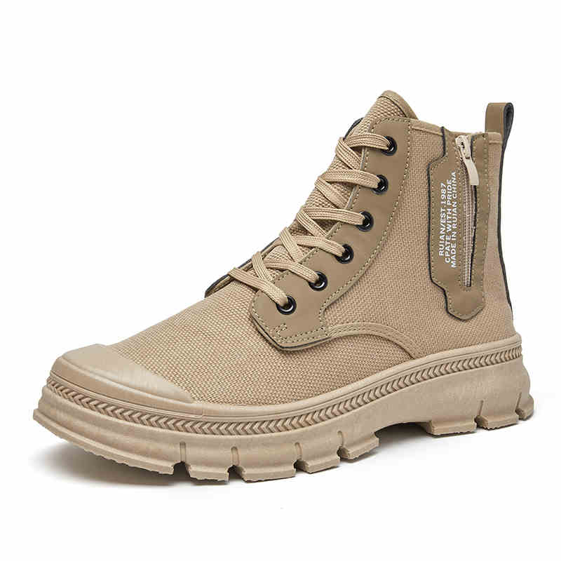 Men’s High-Top Side Zipper Hiking Work Boots