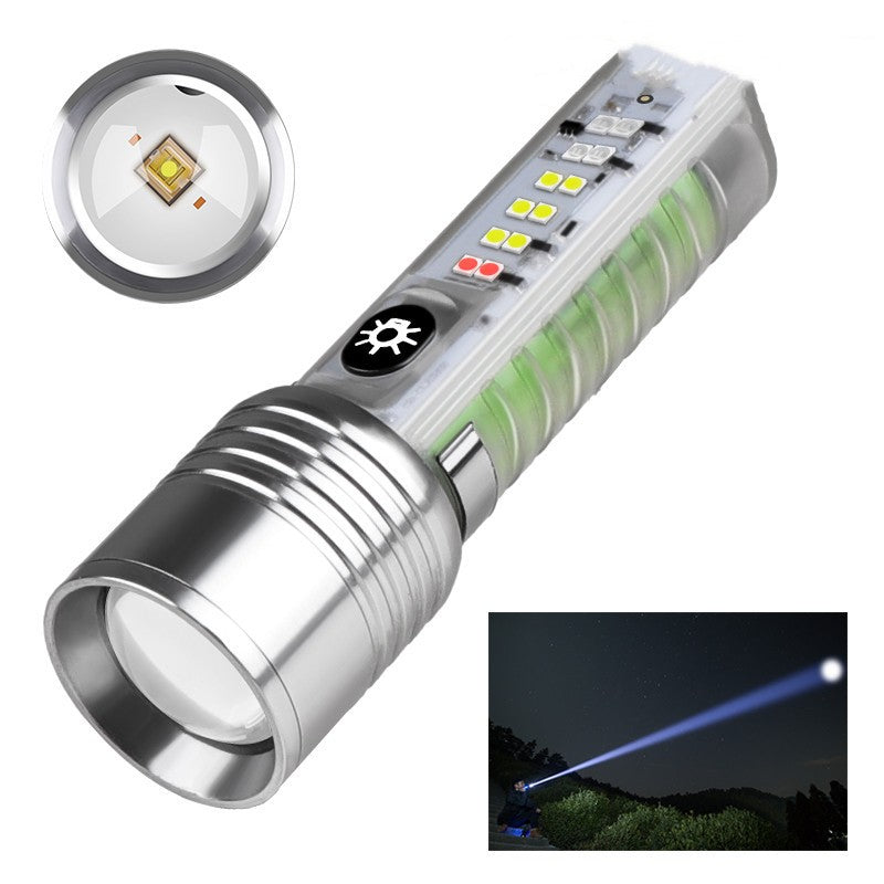 Rechargeable LED UV Laser Camping Flashlight