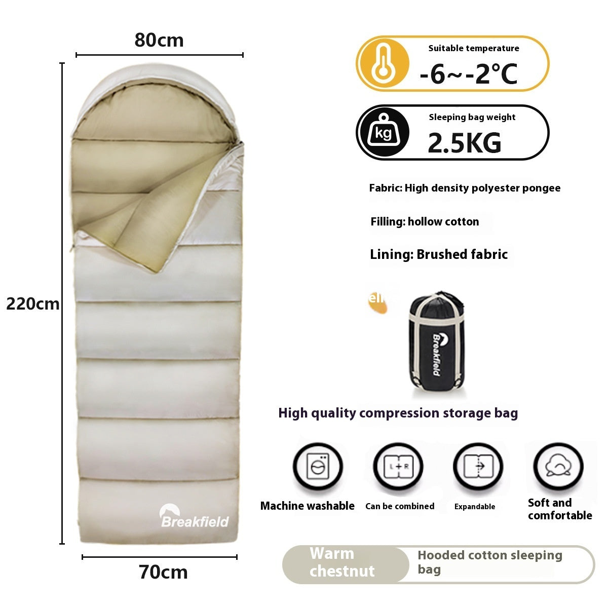 Four-Season Waterproof Cotton Camping Sleeping Bag